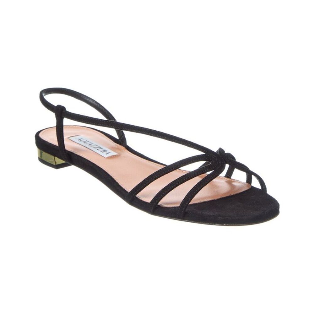 Aquazzura Suede Leather Sandal, Black
